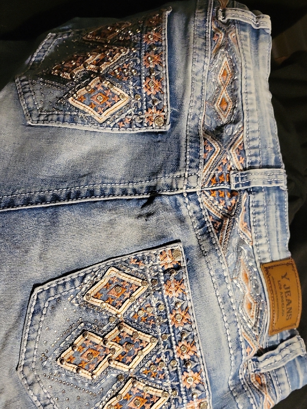 Women's Light Blue Embroidered Boot Cut Jeans